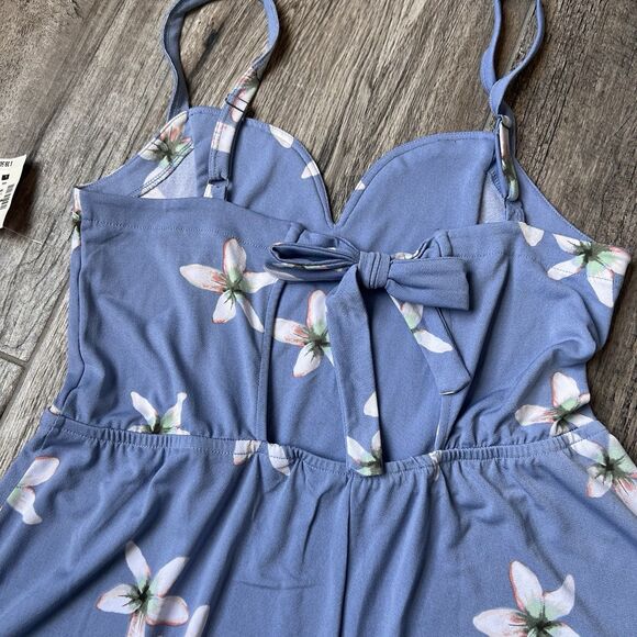 Aeropostale V Neck Sleeveless Floral Tie Back Stretch Romper Large NWT #102 - Picture 8 of 11